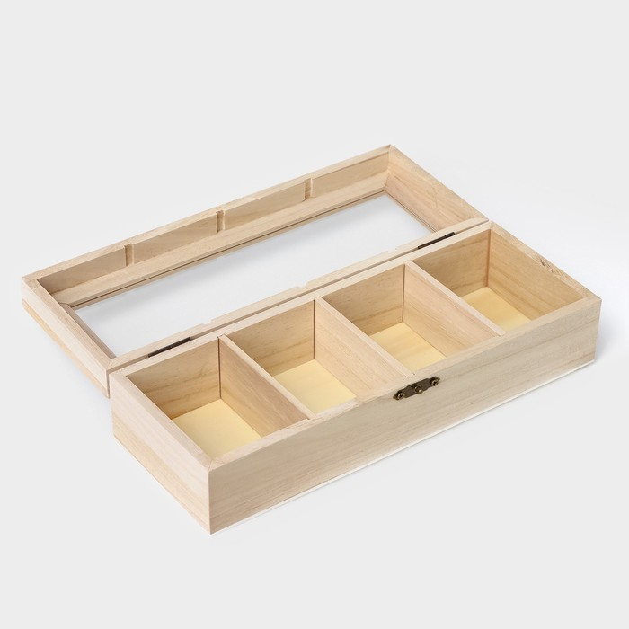 Ящик для хранения чайных пакетиков Доляна &laquo;Ахмадабад&raquo;, 4 ячейки, 25&times;9,5&times;6,5 см