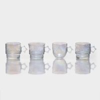 Набор кружек стеклянных &laquo;Космос&raquo;, 4 предмета: 300/300/250/300 мл, цвет перламутровый