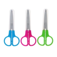 Ножницы 13 см, в пластиковом в футляре, закруглённые концы, МИКС