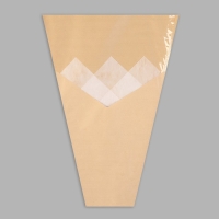 Пакет конус для цветов, крафт+ пленка,  30+11х42см&plusmn;1см, натуральный
