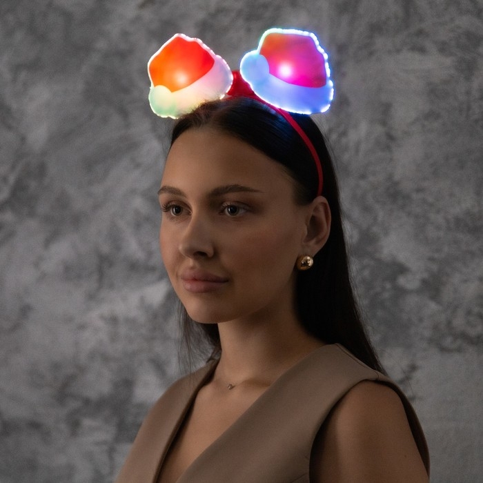 Ободок светодиодный Ободок светодиодный "Колпак" 18x16x3 см, 2 LED, батарейки AG10x3 (в комплекте), мерцание, свечение мульти