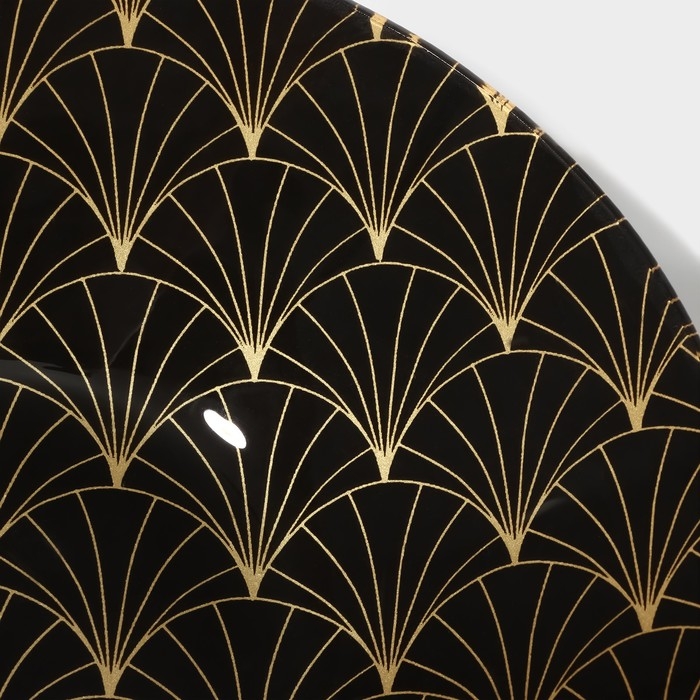 Салатник стеклянный Доляна &laquo;Золотое перо&raquo;, 1.1 л, 22,5&times;5 см, цвет чёрный