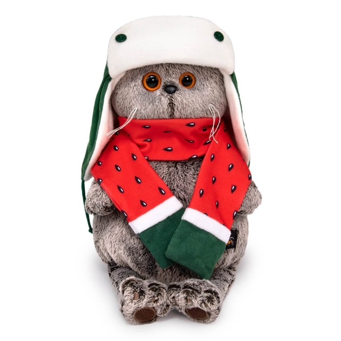 Мягкая игрушка &laquo;Басик&raquo; в двусторонней шапке и шарфе, 19 см