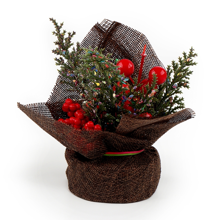 Новогодняя композиция &laquo;Веточки с рябиной и шишками&raquo; 12 &times; 12 &times; 18 см