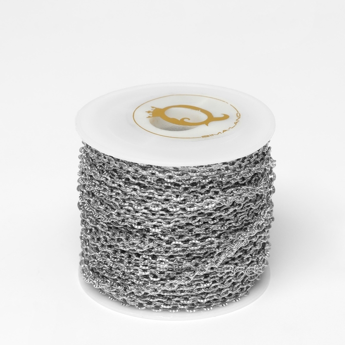 Цепочка без карабина на бобине, 0,25&times;0,2&times;0,05 см, L=10 м, цвет серебро