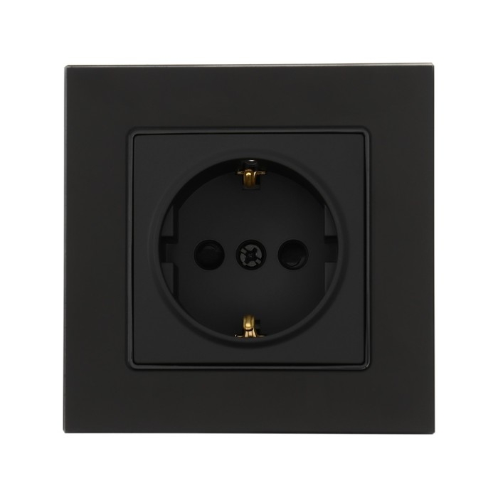 Розетка одноместная TOT Matte Glass, 16 А, скрытая, с з/к, стекло, черная Розетка одноместная TOT Matte Glass, 16 А, скрытая, с з/к, стекло, черная