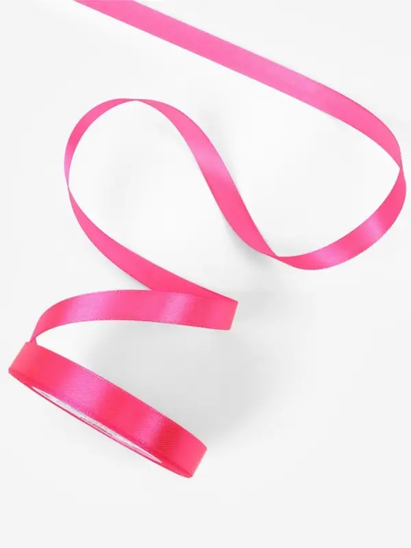 Лента атласная, 12 мм, 23&plusmn;1 м, ярко-розовая №190