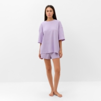 Комплект женский (футболка, шорты) KAFTAN Basic line, р. 42, сиреневый Комплект женский (футболка, шорты) KAFTAN Basic line, р. 42, сиреневый