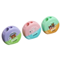 Точилка пластиковая MESHU "Best friends", 2 отверстия, МИКС