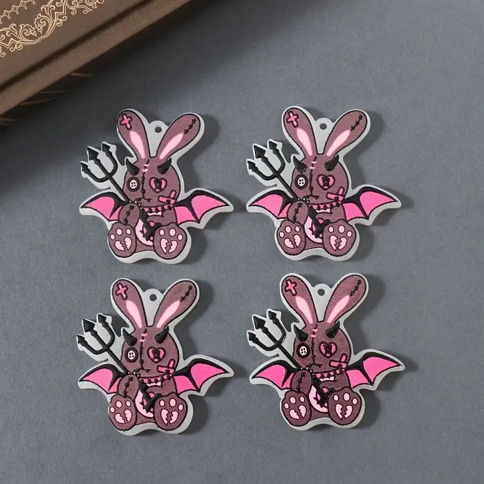 Декор для творчества акрил двусторонний "Зайка-дъяволёнок" 4,3х4х0,2 см