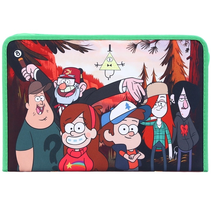 Папка для труда А4 с пеналом, на молнии, текстиль, Гравити Фолз Папка для труда А4 с пеналом, на молнии, текстиль, Гравити Фолз