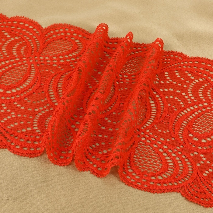 Кружевная эластичная ткань, 180 мм &times; 2,7 &plusmn; 0,5 м, цвет красный
