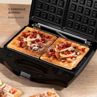 Мультипекарь Galaxy GL 2959, 800 Вт, сэндвич, гриль, венские, антипригарное покрытие, чёрный Мультипекарь Galaxy GL 2959, 800 Вт, сэндвич, гриль, венские, антипригарное покрытие, чёрный