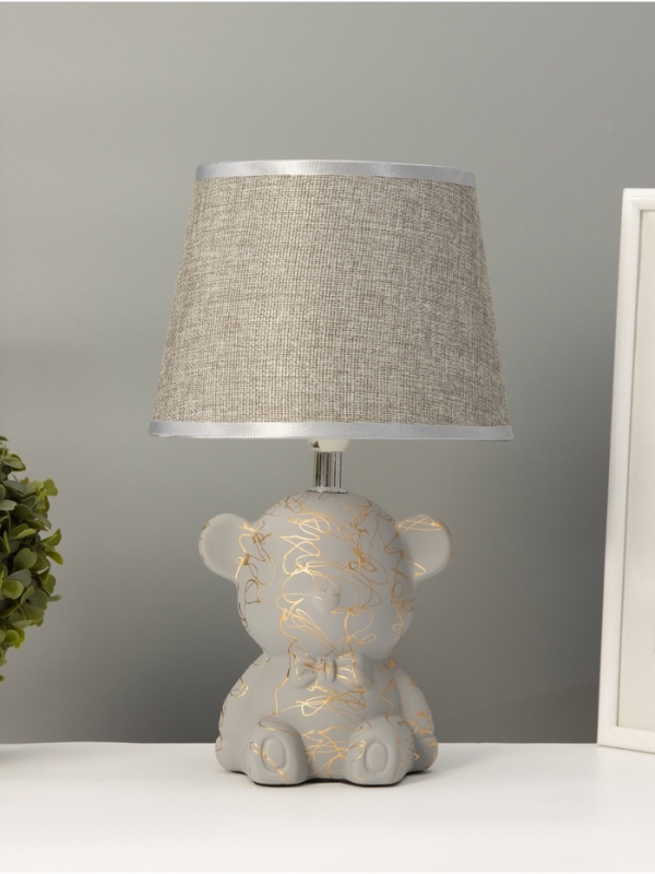 Настольная лампа "Мишка" 1х40Вт Е14 серый/золото 20х20х33см