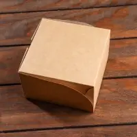 Упаковка на 4 мини - капкейка крафт с окном, 13&times;13&times;8 см