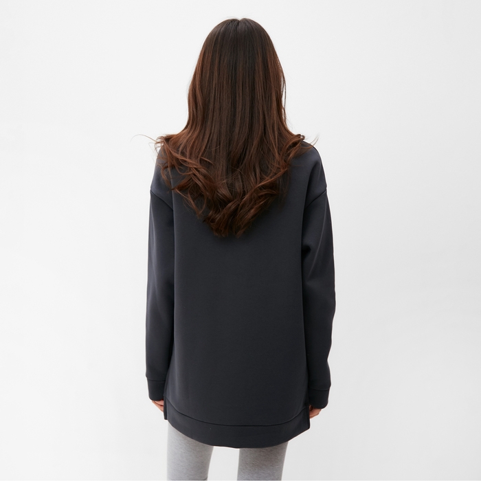 Свитшот удлиненный женский с начёсом MIST Cozy style, графит, размер 50