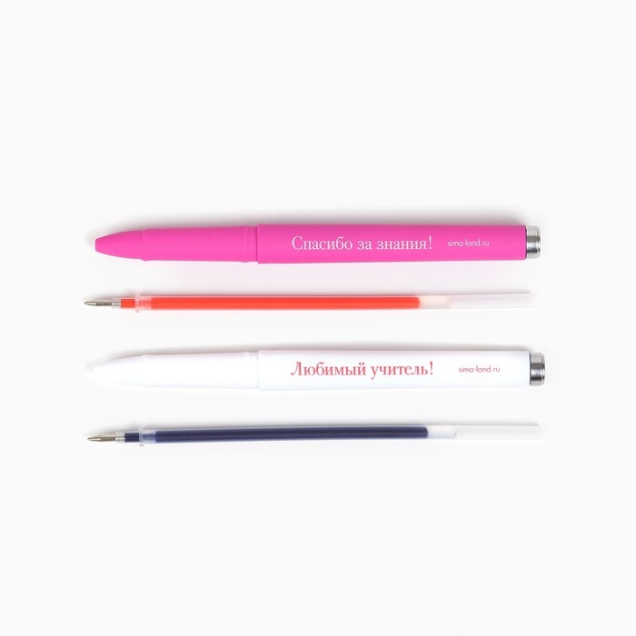 Ручка гелевая &laquo;Учителю: Большое спасибо, УЧИТЕЛЬ!&raquo;, 2 шт., синяя и красная паста