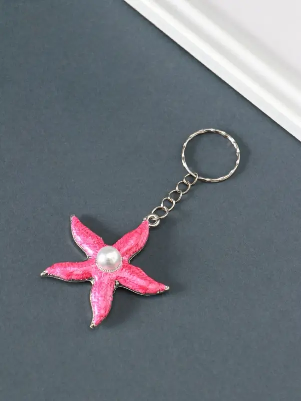 Брелок металл "Морская звезда с жемчужиной" золото, эмаль МИКС 5,5х5,1х1,5 см