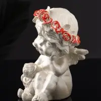 Фигура "Ангел с мишкой большой", 13х8х7 см, перламутр