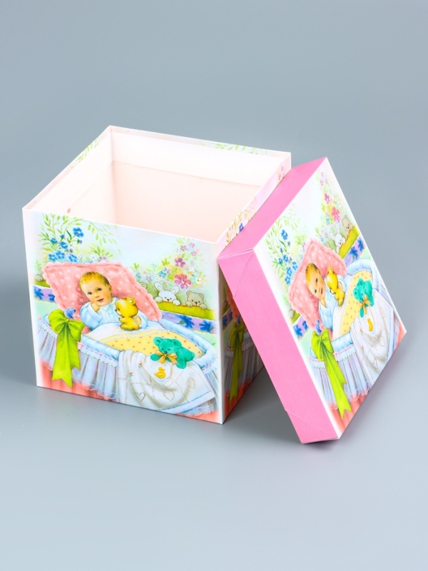 Коробка подарочная самосборная &laquo;Детская&raquo; Девочкам 15&times;15&times;15 см
