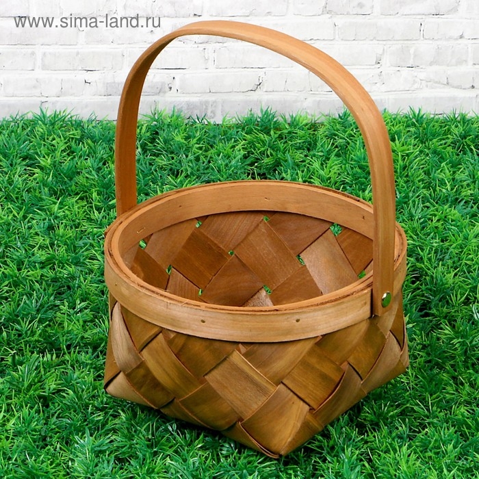 Корзинка &laquo;Лукошко&raquo;, тёмная, 20&times;20&times;10/24 см, шпон