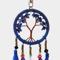 Брелок ловец снов "Древо" 19 см, цв. синий