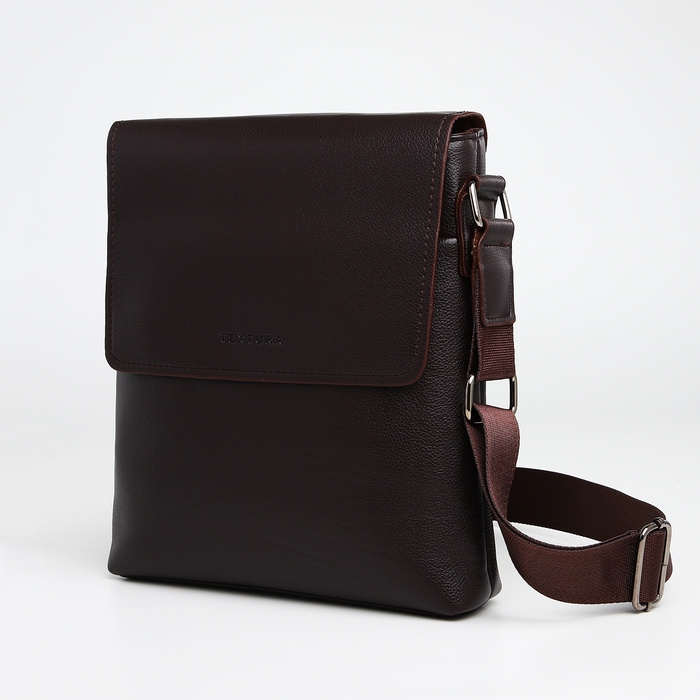 Сумка мужская через плечо TEXTURA, наружный карман, цвет коричневый Сумка мужская через плечо TEXTURA, наружный карман, цвет коричневый