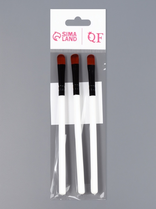 Набор кистей для макияжа, 3 предмета, цвет белый/чёрный