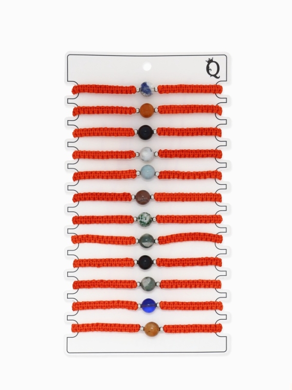 Браслет-оберег &laquo;Красная нить&raquo; шар №8 (неделимая фасовка 12 шт., цена за шт.), цветной в серебре