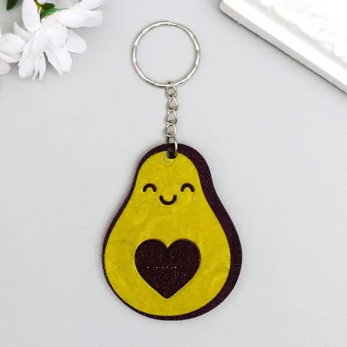Брелок для ключей на кольце &laquo;Авокадо с косточкой-сердечком&raquo;, EVA, 5.1&times;6.5 см