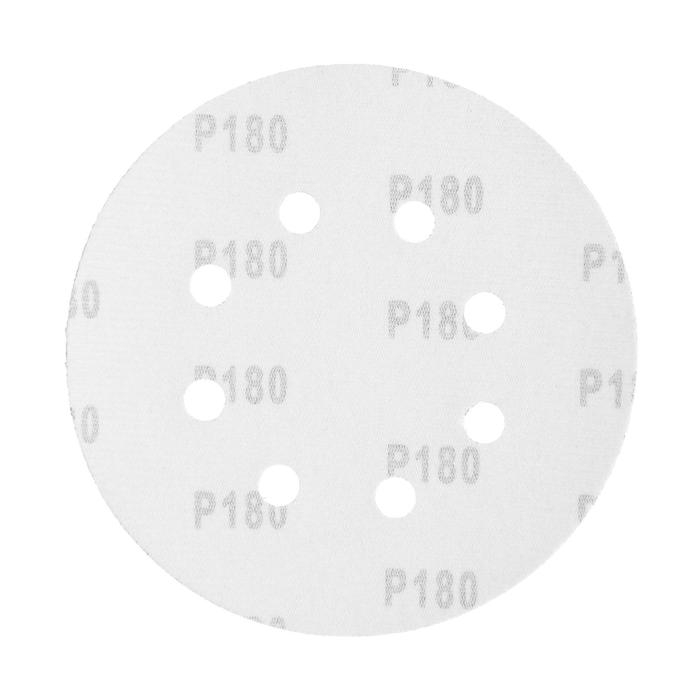 Круг абразивный шлифовальный под "липучку" ТУНДРА, перфорированный, 150 мм, Р180, 5 шт.