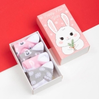 Набор новогодних носков для девочки Крошка Я «Зайчик», 4 пары, 8-10 см Набор новогодних носков для девочки Крошка Я «Зайчик», 4 пары, 8-10 см