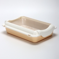 Туалет средний с бортом и сеткой 36 х 26 х 9,  см, лоток бежевый, сетка и борт белые