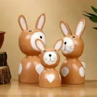 Набор сувенирный &laquo;Зайки&raquo;, h=15 см, h=13 см, h=10.5 см, дерево, коричневый