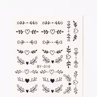 Слайдеры для ногтей &laquo;Сердечки и веточки&raquo;, чёрные