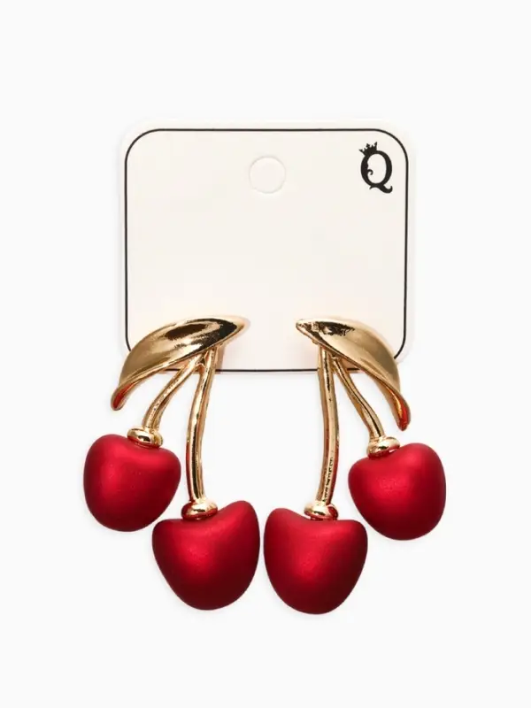 Серьги жемчуг "Вишня", цвет красный в золоте