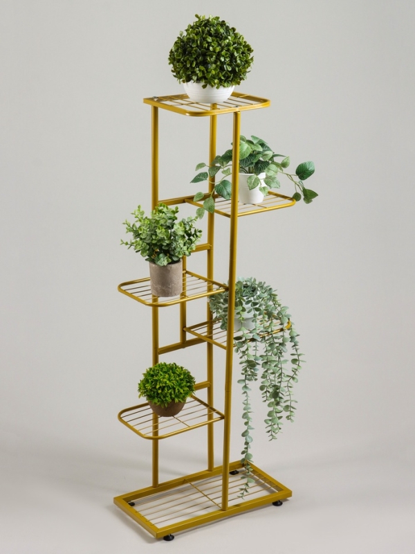 Подставка для цветов Greengo, 6 полок, 44 &times; 22 &times; 105 см, напольная, металл, цвет золотой