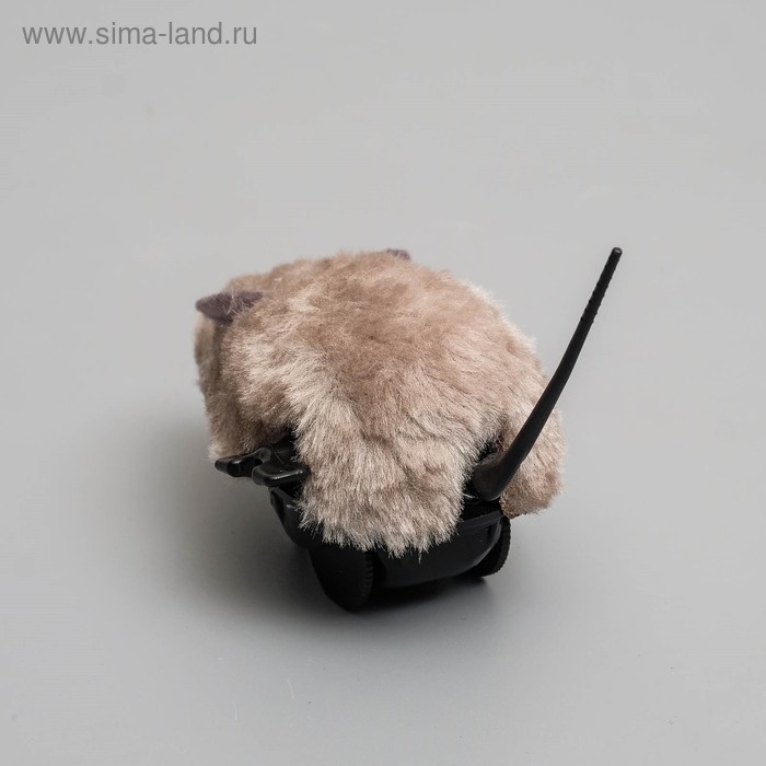 Мышь заводная меховая малая, 8,5 см, серая