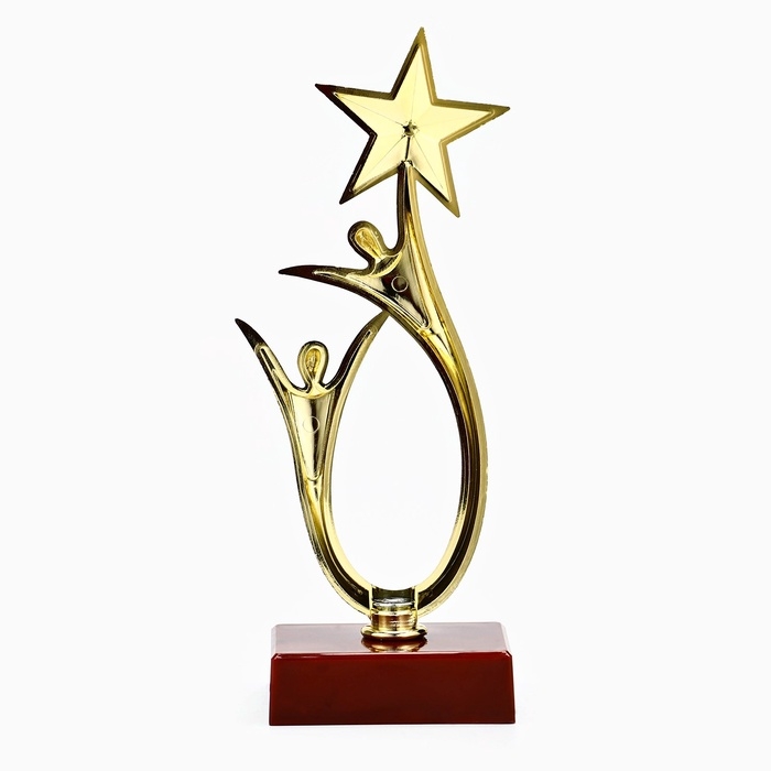 Наградная фигура &laquo;Человек со звездой&raquo;, золото, подставка пластик красная, 18 х 6 х 6 см.