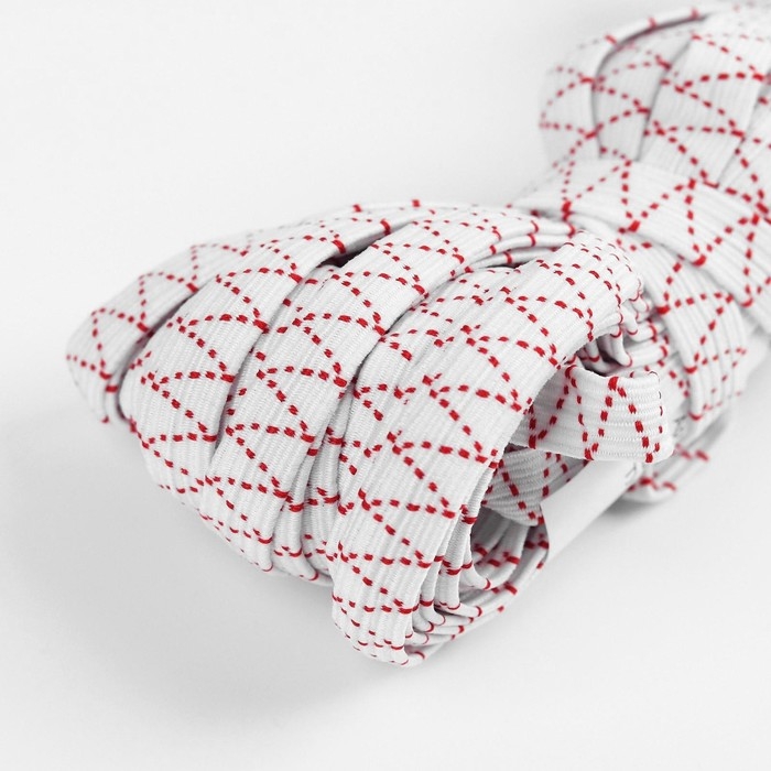 Резинка бельевая, 8 мм, 10 &plusmn; 1 м, цвет белый с нитями, цена за 1 штуку