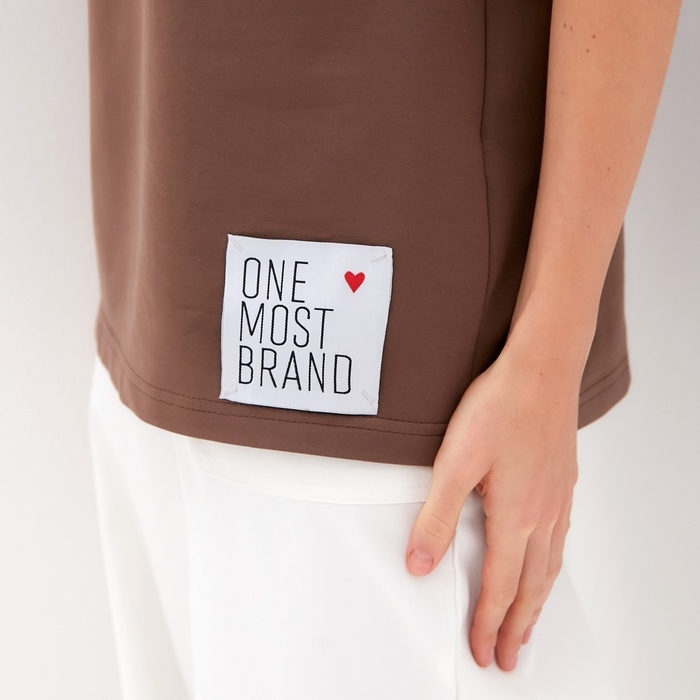 Футболка женская однотонная MINAKU: One Most Brand цвет коричневый, размер 44 Футболка женская однотонная MINAKU: One Most Brand цвет коричневый, размер 44