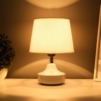Настольная лампа с абажуром RISALUX &laquo;Блеск&raquo;, 1&times;40 Вт, Е27, белый, 17&times;17&times;24 см