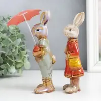 Сувенир керамика "Заюшка - под зонтом" МИКС 15,5х4,5х5 см