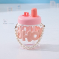 Бутылка для воды стеклянная &laquo;Бьюти&raquo;, 400 мл, 8&times;14,5 см, цвет розовый