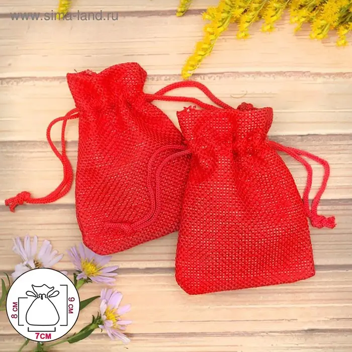Мешочек подарочный &laquo;Льняной&raquo; 7&times;9, ярко-красный