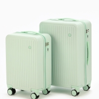 Чемодан 20", PС, 34*22*56, отд на молнии, код замок, 4 колеса, св. зеленый