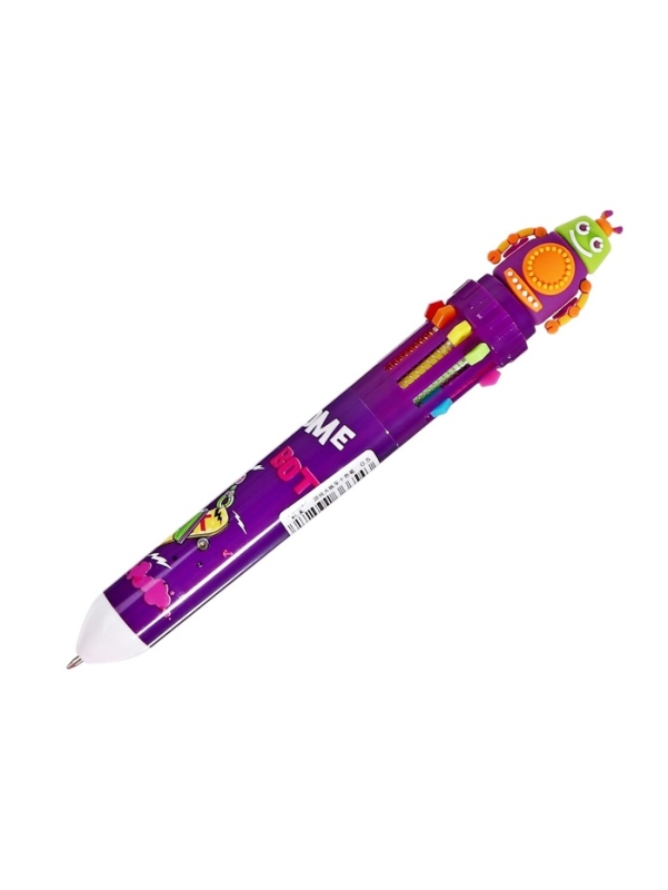 Ручка шариковая автоматическая, 10-ти цветная, штрихкод на штуке, МИКС Робот/Машина