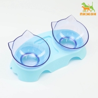 Миски пластиковые на голубой подставке 30 х 15,5 х 12 см прозрачные Миски пластиковые на голубой подставке 30 х 15,5 х 12 см прозрачные