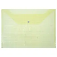 Папка-конверт на кнопке, А4, 120 мкм, Calligrata "Клетка", прозрачный, жёлтый