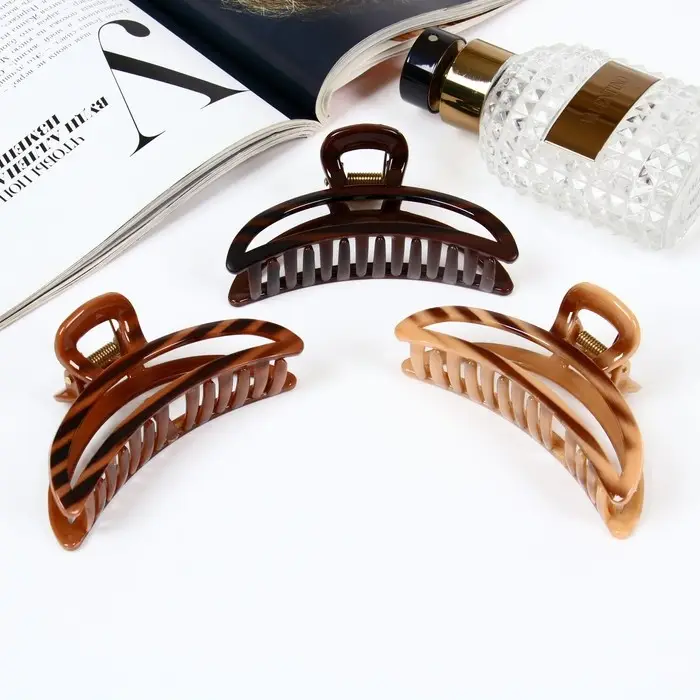 Краб для волос "Джуна" дуга, 8,5 см, коричневый